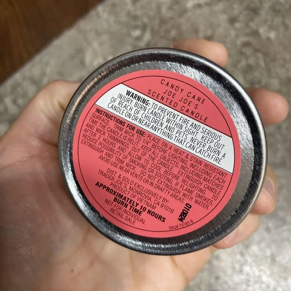 Trader Joe's Scented Candle Candy Cane‎ NEW 2.5 OZ Christmas